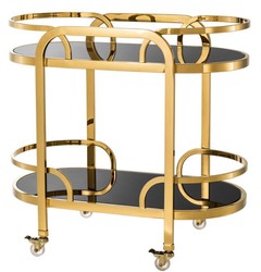 4251549347699 - Luxus Servierwagen Gold   Schwarz 85 x 465 x H 805 cm - Hotel Restaurant Gastronomie Trolley