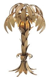 4251549347705 - Luxus Tischleuchte Vintage Messingfarben Ã 38 x H 665 cm - Designer Wohnzimmerlampe im Palmen Design