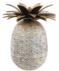 4251549347729 - Luxus Ananas Dose mit Deckel Antik Silber   Antik Messing Ã 16 x H 28 cm - Designer Deko Accessoires