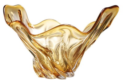 4251549347965 - Deko SchÃ¼ssel Gelb 42 x 27 x H 25 cm - Luxus Schale aus mundgeblasenem Glas