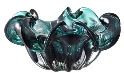 4251549347972 - Deko SchÃ¼ssel aus mundgeblasenem Glas GrÃ¼n Ã 21 x H 10 cm - Luxus Deko Accessoires