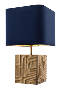 4251549348009 - Luxus Tischleuchte Vintage Messingfarben   Blau 35 x 35 x H 62 cm - Designer Lampe