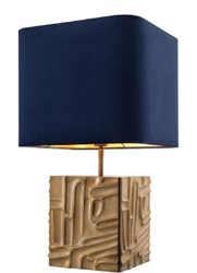 4251549348009 - Luxus Tischleuchte Vintage Messingfarben   Blau 35 x 35 x H 62 cm - Designer Lampe