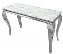 4251549348344 - Designer  Konsole mit Marmor 140 cm Weiss   Grau - Modern Barock