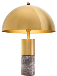 4251549348542 - Luxus Tischleuchte Messingfarben   Grau Ã 50 x H 70 cm - Tischlampe mit rundem Metall Lampenschirm