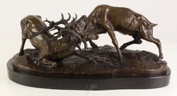 4251549348856 - Luxus Bronzefiguren KÃ¤mpfende Hirsche Bronze   Schwarz 433 x 206 x H 18 cm - Luxus QualitÃ¤t