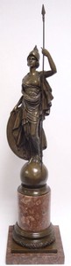4251549348863 - Luxus Bronzefigur Athena Giustiniani Bronze   Rot 255 x H 1055 cm - Prunkvolle Dekofigur mit Marmorsockel