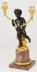 4251549348870 - Barock Doppel Kerzenhalter Schwarz   Gold   Rot 26 x 151 x H 48 cm - Edler KerzenstÃ¤nder im Barockstil