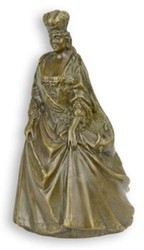 4251549349044 - Jugendstil Tischglocke Queen Bronze   Gold 59 x 52 x H 94 cm - Tischklingel Service Glocke aus Bronze - Hotel & Gastronomie Accessoires