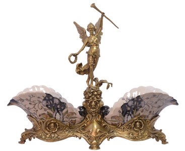 4251549349150 - Jugendstil Schale Mehrfarbig   Messingfarben 565 x 19 x H 465 cm - Barock & Jugendstil Deko Accessoires