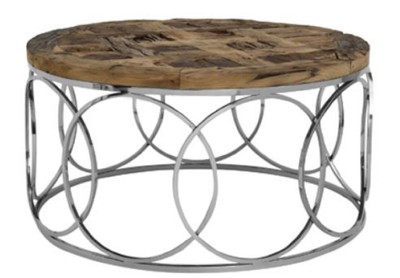 4251549349211 - Designer Couchtisch Braun   Silber Ã 81 x H 445 cm - Designer WohnzimmermÃ¶bel