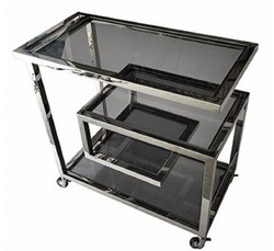 4251549349273 - Luxus Servierwagen Silber   Schwarz 83 x 42 x H 78 cm - Hotel Restaurant Gastronomie Trolley