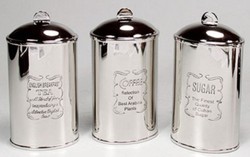4251549349419 - Luxus Messing Tee Kaffee Zucker Dosen Set Silber 9 x 6 x H 15 cm - Luxus QualitÃ¤t