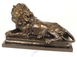 4251549349495 - Luxus Bronzefigur mit Marmorsockel Liegender Nach Links Schauender LÃ¶we Bronze   Grau H 38 cm - Luxus QualitÃ¤t