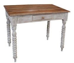 4251549349525 - Landhausstil Shabby Chic Schreibtisch mit Schublade Braun   Antik WeiÃ 90 x 56 x H 75 cm - BÃ¼romÃ¶bel im Landhausstil