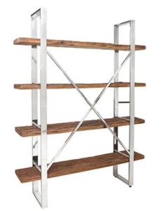 4251549349532 - Luxus Regalschrank Silber   Braun 152 x 355 x H 198 cm - BÃ¼cherschrank Wohnzimmerschrank