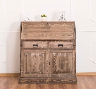 4251549349761 - Landhausstil Schreibkommode mit 2 TÃ¼ren und 8 Schubladen Braun 106 x 49 x H 109 cm - MÃ¶bel im Landhausstil