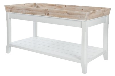 4251549349969 - Landhausstil Beistelltisch mit abnehmbarem Tablett Naturfarben   WeiÃ 100 x 50 x H 55 cm - Landhausstil MÃ¶bel