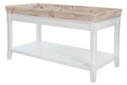 4251549349969 - Landhausstil Beistelltisch mit abnehmbarem Tablett Naturfarben   WeiÃ 100 x 50 x H 55 cm - Landhausstil MÃ¶bel
