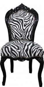 4251549349976 - Barock Esszimmer Stuhl ohne Armlehnen Schwarz Zebra - Antik Möbel Zebra 4251549349976 - Barock Esszimmer Stuhl ohne Armlehnen Schwarz Zebra - Antik Möbel Zebra
