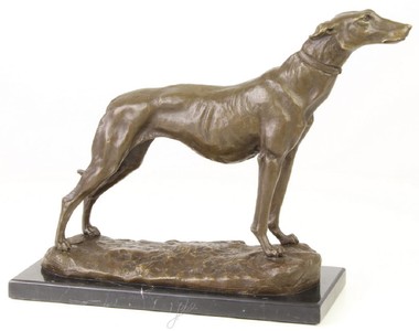 4251549350026 - Luxus Bronzefigur Windhund mit Marmorsockel Bronze   Gold   Schwarz H 245 cm - Luxus Dekofigur