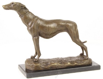 Casa Padrino lujosa figura de bronce en galgo con base de m&aacute;rmol bronce / oro / negro H. 24,5 cm - Figura de Decoraci&oacute;n de Lujo – Bild 3