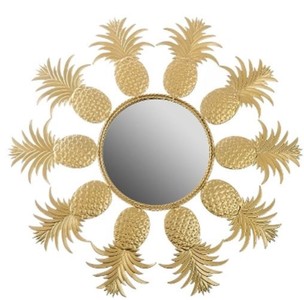 4251549350132 - Designer Spiegel   Wandspiegel im Ananas Design Gold Ã 50 cm - DesignermÃ¶bel