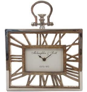 4251549350156 - Tischuhr   Wanduhr im Design einer antiken Taschenuhr Silber Naturfarben 25 x 5 x H 30 cm - Dekorative Uhr mit einem Ziffernblatt aus unbehandeltem Holz