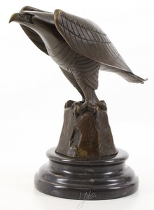 4251549350231 - Designer Adler Skulptur Bronze   Schwarz 211 x 121 x H 206 cm - Luxus Bronzefigur Art Deco