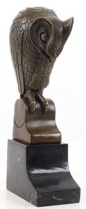 4251549350248 - Designer Bronze Skulptur Eule Bronze   Schwarz 11 x 67 x H 253 cm - Luxus Bronzefigur