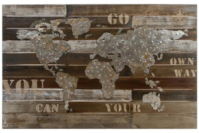 4251549350439 - Luxus Deko Wandbild Weltkarte Mehrfarbig 120 x H 80 cm - Wanddekoration aus Holz und Metall 4251549350439 - Luxus Deko Wandbild Weltkarte Mehrfarbig 120 x H 80 cm - Wanddekoration aus Holz und Metall