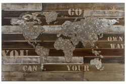 4251549350439 - Luxus Deko Wandbild Weltkarte Mehrfarbig 120 x H 80 cm - Wanddekoration aus Holz und Metall 4251549350439 - Luxus Deko Wandbild Weltkarte Mehrfarbig 120 x H 80 cm - Wanddekoration aus Holz und Metall