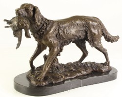 4251549350781 - Luxus Bronze Skulptur Jagdhund Bronze   Gold   Schwarz H 28 cm - Bronzefigur mit Marmorsockel
