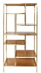 4251549350859 - Luxus Regalschrank Gold   Braun 80 x 35 x H 180 cm - Wohnzimmerschrank - BÃ¼cherschrank