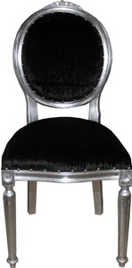 4251549351153 - Barock Medaillon Luxus Esszimmer Stuhl ohne Armlehnen in Schwarz Silber - Interior 4251549351153 - Barock Medaillon Luxus Esszimmer Stuhl ohne Armlehnen in Schwarz Silber - Interior