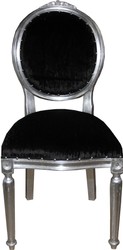 4251549351153 - Barock Medaillon Luxus Esszimmer Stuhl ohne Armlehnen in Schwarz Silber - Interior 4251549351153 - Barock Medaillon Luxus Esszimmer Stuhl ohne Armlehnen in Schwarz Silber - Interior