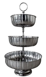 4251549351177 - Luxus Etagere 3-Stufig mit Tragegriff Silber Ã 28 x H 52 cm - Hotel & Restaurant Accessoires