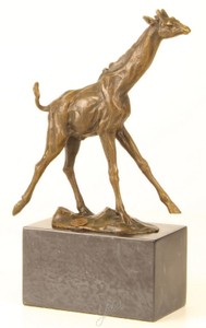 4251549351283 - Luxus Bronze Skulptur Giraffe Bronze   Gold   Grau 18 x 74 x H 259 cm - Bronzefigur