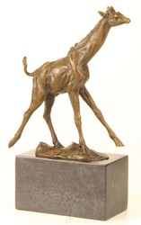 4251549351283 - Luxus Bronze Skulptur Giraffe Bronze   Gold   Grau 18 x 74 x H 259 cm - Bronzefigur
