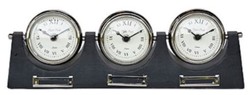 4251549351375 - Luxus 3er Tischuhr Silber   Schwarz 38 cm - Deko Uhr