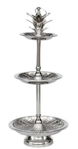 4251549351436 - Luxus Etagere Ananas 3-Stufig Silber Ã 26 x H 59 cm - Gastronomie Accessoires