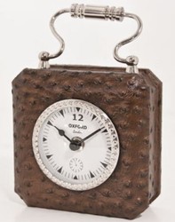4251549351504 - Luxus Tischuhr Braun   Silber 75 x H 75 cm - Dekorative Uhr im Handtaschen Design