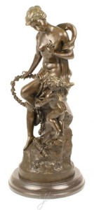 4251549351658 - Luxus Bronze Skulptur Das Band Der Liebe Bronze   Gold   Grau 305 x 24 x H 548 cm - Dekofigur mit Marmorsockel