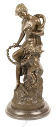 4251549351658 - Luxus Bronze Skulptur Das Band Der Liebe Bronze   Gold   Grau 305 x 24 x H 548 cm - Dekofigur mit Marmorsockel