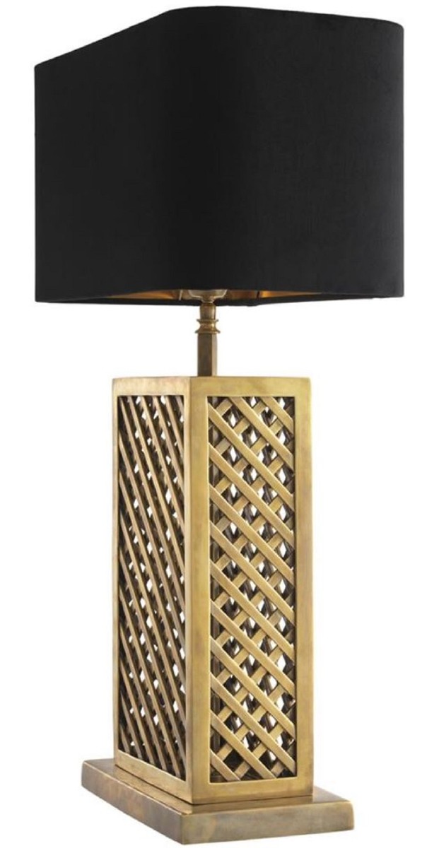 Casa Padrino lampada da tavolo di lusso ottone vintage / nero 46 x 22 x H. 72 cm - Qualità di Lusso