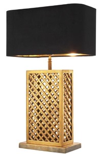 4251549352068 - Luxus Tischleuchte Vintage Messingfarben   Schwarz 46 x 22 x H 72 cm - Luxus QualitÃ¤t