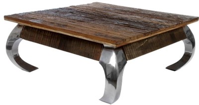 4251549352112 - Designer Couchtisch Braun Silber 100 x 100 x H 40 cm - Luxus Wohnzimmermöbel 4251549352112 - Designer Couchtisch Braun Silber 100 x 100 x H 40 cm - Luxus Wohnzimmermöbel
