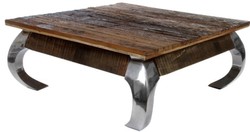 4251549352112 - Designer Couchtisch Braun Silber 100 x 100 x H 40 cm - Luxus Wohnzimmermöbel 4251549352112 - Designer Couchtisch Braun Silber 100 x 100 x H 40 cm - Luxus Wohnzimmermöbel