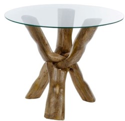4251549352129 - Luxus Glastisch Braun Ã 90 x H 73 cm - Dreibeiniger Runder Tisch