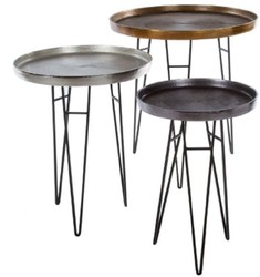 4251549352143 - Luxus Wohnzimmer Beistelltisch Set Bronze   Silber   Grau Ã 50 x H 60 cm - Runde Metall Beistelltische